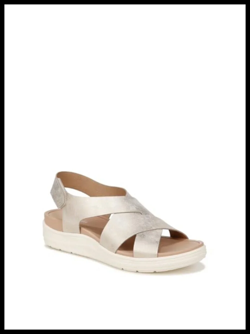 Dr. Scholl's Wedge Sandals Faux Leather Adjustable Hook-and-Loop Comfort